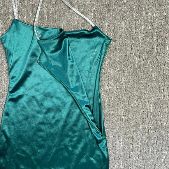 NWT MESHKI Ruby Diamante Strap Mini Dress Emerald Green Size XS - Picture 5 of 9